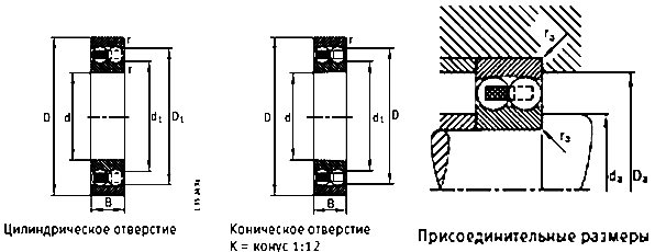 Шарикоподшипники радиальные сферические двуxpядные с цилиндрическим и коническим отверстием, открытые FAG